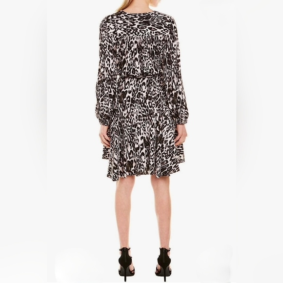 Milly NWT Wrap GINA Animal Print Adjustable Black Long sleeve Dress LG - Picture 10 of 13